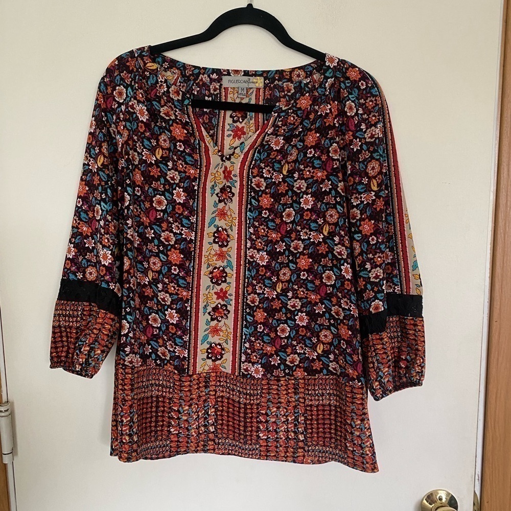 Ladies tunic, medium, BoHo floral top